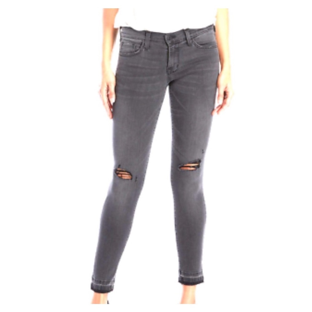Flying Monkey Distressed Gray Jeans Ankle Length with Hem Release Detail